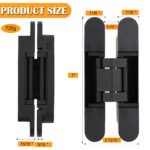 HBL' 2 Pack Hidden Door Hinges, 6/7 Inch Black Heavy Duty Hidden Hinges for Secret Doors, 3-Way Adjustable to Bulid Conceal Bookcase Door