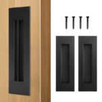 HBL' 2 Pack | 150MM Pocket Door Pull Handles, 304 Stainless Steel Sliding Barn Door Handle, Recessed Finger Pull for Closet Door and Large Drawer, Black.