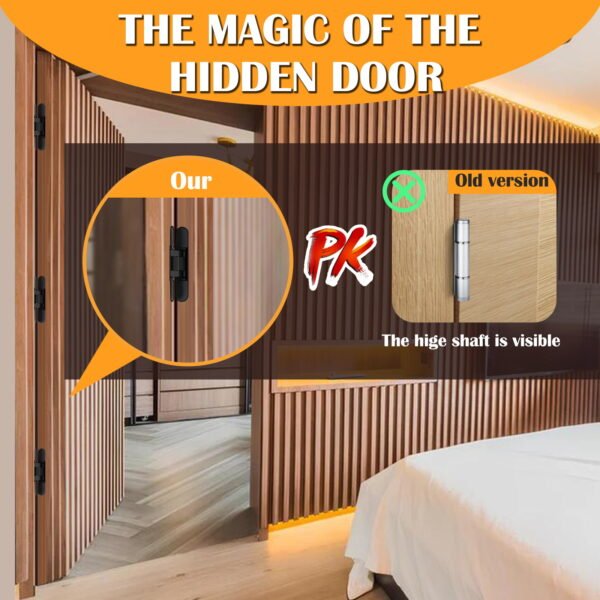 HBL' 2 Pack Hidden Door Hinges, 6/7 Inch Black Heavy Duty Hidden Hinges for Secret Doors, 3-Way Adjustable to Bulid Conceal Bookcase Door