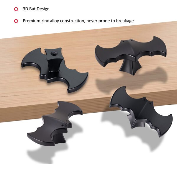 10 Pack | Solid Gothic Dresser Drawer Knobs Black Bat-Shaped Drawer Pulls are Made of High-End Zinc Alloy,Heavy-Duty, 2.5-in Overall Length.