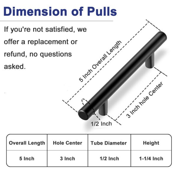HBL' 30 Pack | 3 Inch Center to Center Matte Black Cabinet Pulls Kitchen Cabinet Handles,Made of Stainless Steel,Ideal for Cabinet,Drawer,Cupboard and Wardrobe.
