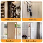 HBL' 2 Pack Hidden Door Hinges, 6/7 Inch Black Heavy Duty Hidden Hinges for Secret Doors, 3-Way Adjustable to Bulid Conceal Bookcase Door