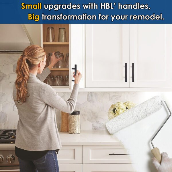 HBL' 30 Pack | 3 Inch Center to Center Matte Black Cabinet Pulls Kitchen Cabinet Handles,Made of Stainless Steel,Ideal for Cabinet,Drawer,Cupboard and Wardrobe.