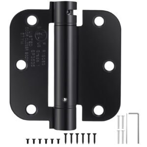 2 Pack | Self Closing Door Hinges 3.5”×3.5”, HBL' Automatic Door Closer Hinges with 5/8" Radius Corners, Adjustable Spring Door Hinge for Home, Garage & Basement Doors.
