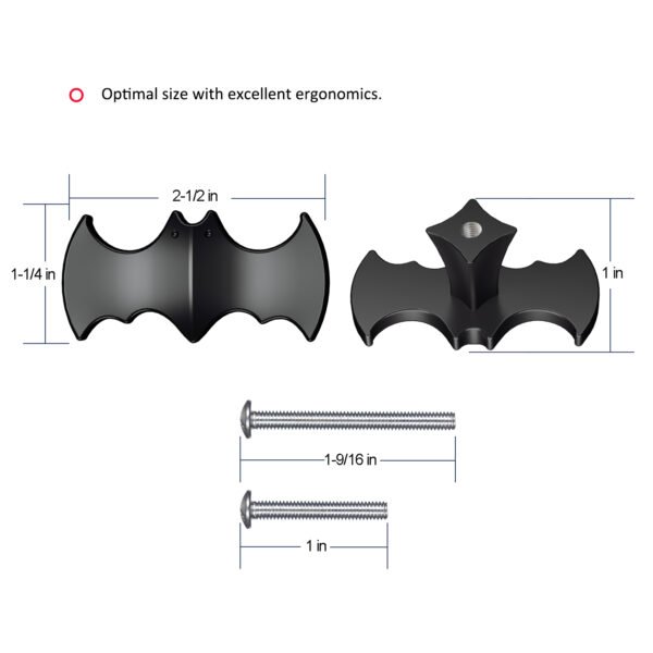 10 Pack | Solid Gothic Dresser Drawer Knobs Black Bat-Shaped Drawer Pulls are Made of High-End Zinc Alloy,Heavy-Duty, 2.5-in Overall Length.
