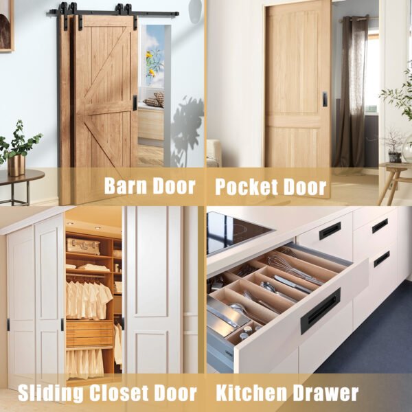 HBL' 2 Pack | 150MM Pocket Door Pull Handles, 304 Stainless Steel Sliding Barn Door Handle, Recessed Finger Pull for Closet Door and Large Drawer, Black.