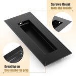 HBL' 2 Pack | 150MM Pocket Door Pull Handles, 304 Stainless Steel Sliding Barn Door Handle, Recessed Finger Pull for Closet Door and Large Drawer, Black.