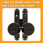 HBL' 2 Pack Hidden Door Hinges, 6/7 Inch Black Heavy Duty Hidden Hinges for Secret Doors, 3-Way Adjustable to Bulid Conceal Bookcase Door