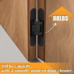 HBL' 2 Pack Hidden Door Hinges, 6/7 Inch Black Heavy Duty Hidden Hinges for Secret Doors, 3-Way Adjustable to Bulid Conceal Bookcase Door