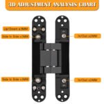 HBL' 2 Pack Hidden Door Hinges, 6/7 Inch Black Heavy Duty Hidden Hinges for Secret Doors, 3-Way Adjustable to Bulid Conceal Bookcase Door