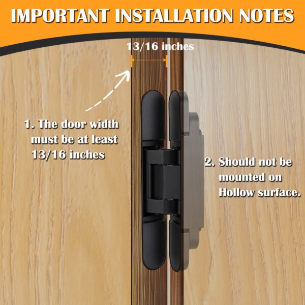 HBL' 2 Pack Hidden Door Hinges, 6/7 Inch Black Heavy Duty Hidden Hinges for Secret Doors, 3-Way Adjustable to Bulid Conceal Bookcase Door