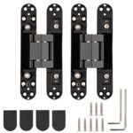 HBL' 2 Pack Hidden Door Hinges, 6/7 Inch Black Heavy Duty Hidden Hinges for Secret Doors, 3-Way Adjustable to Bulid Conceal Bookcase Door