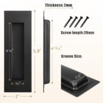 HBL' 2 Pack | 150MM Pocket Door Pull Handles, 304 Stainless Steel Sliding Barn Door Handle, Recessed Finger Pull for Closet Door and Large Drawer, Black.