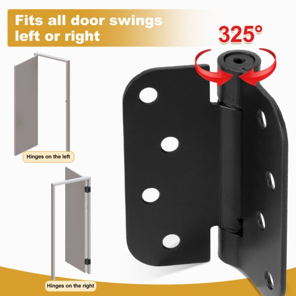 2 Pack | Self Closing Door Hinges 3.5”×3.5”, HBL' Automatic Door Closer Hinges with 5/8" Radius Corners, Adjustable Spring Door Hinge for Home, Garage & Basement Doors.