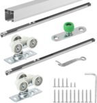 Lashow 72 Inch Porcket Door Hardware Kits with Soft Close & Soft Open, Sliding Pocket Door Hardware with 6ft Aluminum Track for New Building, No Door Included.