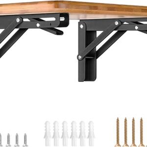HBL' 2 Pack 200/250/300/350/400MM Folding Shelf Brackets Heavy Duty Shelf Brackets Wall Mounted Foldable Shelving Brackets for RV Folding Desk(Shelf Bracket Only)