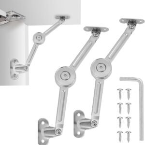 HBL' 2 Pack | Lid Support Hinges Heavy Duty Lid Stay Hinge – 110° Open Angle, Free Stop, Tension Adjustable, Supports Up to 22.5KG for Upper Cabinets & RV Cabinets.