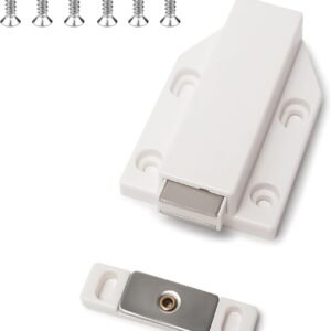 2 Pack Push Open Door Catches Push to Open Cabinet Latch Touch Open Kitchen Drawer Closer Magnetic Push Catch for Cupboard, Drawer, Wardrobe, RV Door