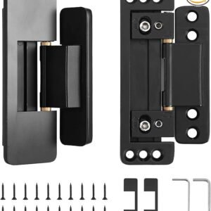 HBL' 2 Pack Hidden Door Hinges, Ultra-Thin Adjustable Concealed Hinges for Secret Doors, Pantries & Closets, Heavy Duty Invisible Design