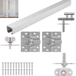 1 Pack Bifold Door Hardware Kits, Bi-fold Door Hardware Set with 36 Inch Long Track for Folding Closet and Indoor Use, Heavy Duty and Easy to Install.