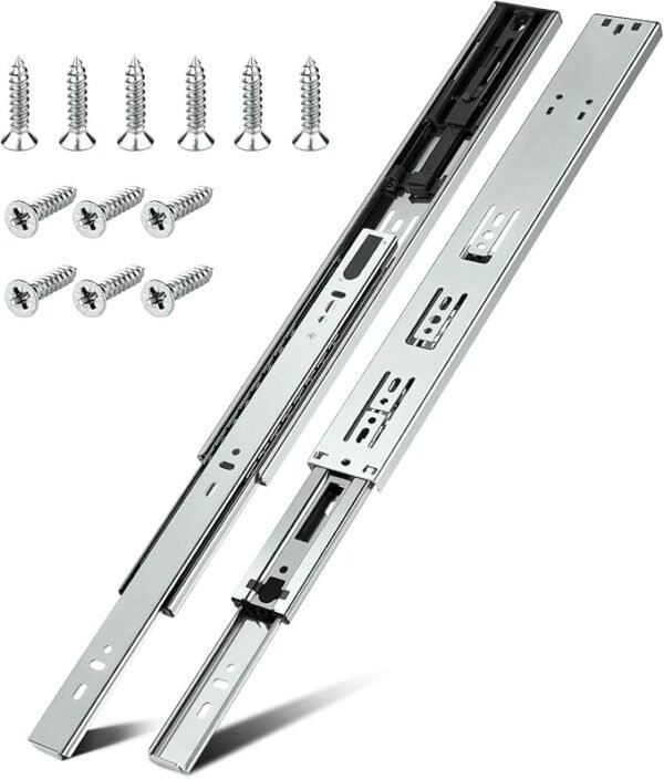 1 Pack Soft Close Drawer Slides 12/14/16/18/20/22 inch, HBL’ Heavy Duty Cabinet Drawer Slides Replacement - Ball Bearing Full Extension, 200 LB Capacity, Made of Cold-Rolled Steel, Rust-Resistant & Long-Lasting.