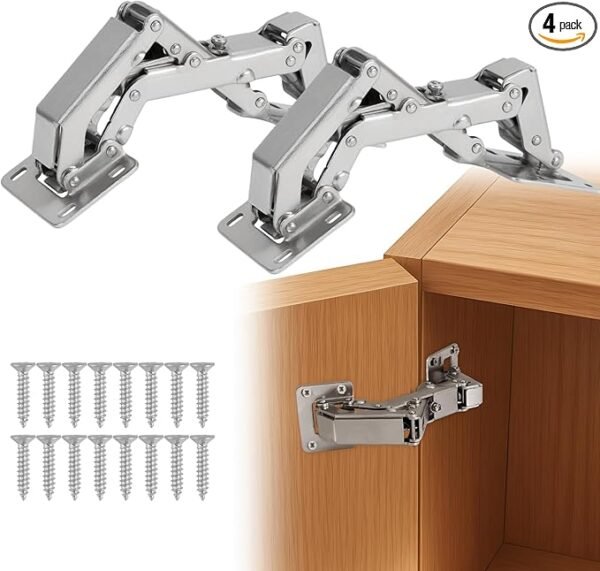 HBL' 170° Soft Close Cabinet Hinges, Wide Opening Hydraulic Cupboard Hinges for Thick Cabinet Doors, Heavy-Duty Angle Adjustable Overlay Design, 4 Pack