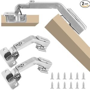 HBL' 2 Pack 135° Cabinet Hinges for Lazy Susan & Bi-Fold Doors, Adjustable Corner Kitchen Cabinet Hinges, Heavy-Duty Cabinet Hardware