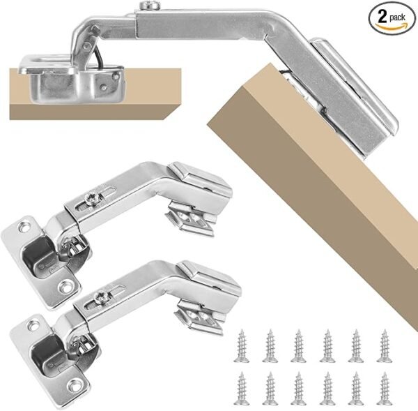 HBL' 2 Pack 135° Cabinet Hinges for Lazy Susan & Bi-Fold Doors, Adjustable Corner Kitchen Cabinet Hinges, Heavy-Duty Cabinet Hardware