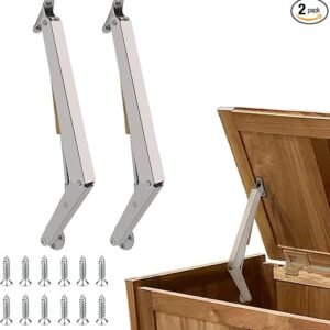 2 Pack | 200N Gas Strut Spring Hinges for Heavy Lids to Keep Stay, Slow Down and Soft Close, Hydraulic Hinges for Toy Box Chest, Bench, Toolbox and Basement Floor Door