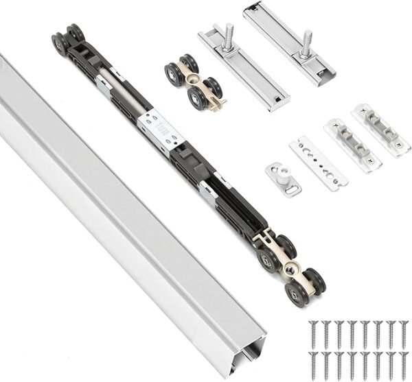 HBL’ 72Inch Pocket Door Hardware Kit with Soft Close Feature – Heavy-Duty Aluminum Track Set, Smooth Sliding & Easy Installation – Fits 23" to 36" Wide Single Doors, 72" Track Included.