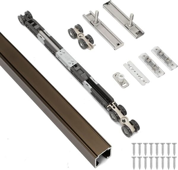 HBL’ 72Inch Pocket Door Hardware Kit with Soft Close Feature – Heavy-Duty Aluminum Track Set, Smooth Sliding & Easy Installation – Fits 23" to 36" Wide Single Doors, 72" Track Included.