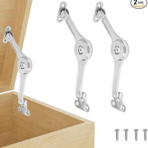 HBL' 2 Pack | Adjustable Lid Stay Hinges for Small Wooden Toy Boxes & Chests | Zinc Alloy Lid Support Hinges for Safe, Smooth Support.