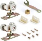 Pocket Door Commercial Grade Hanger Fits Johnson Part #1125 & Upgrades #1500 Hardware Kit, 1" Nylon Ball Bearing, 1-1/4" C.T.C, Min. 1" Thick Doors, 200lbs Capacity,Standard Rollers,non soft close.