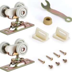 Pocket Door Commercial Grade Hanger Fits Johnson Part #1125 & Upgrades #1500 Hardware Kit, 1" Nylon Ball Bearing, 1-1/4" C.T.C, Min. 1" Thick Doors, 200lbs Capacity,Standard Rollers,non soft close.