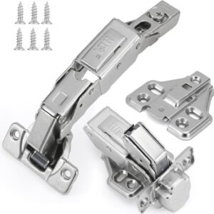 HBL' 2 Pack 165 Degree Soft Close Cabinet Hinges, Half Overlay Kitchen Cabinet Hinges, Concealed European Hinges for Lazy Susan, Pie Corner Cabinet, Open Widely and Easy Access