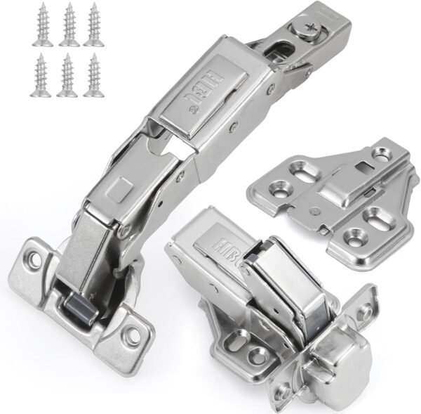 HBL' 2 Pack 165 Degree Soft Close Cabinet Hinges, Half Overlay Kitchen Cabinet Hinges, Concealed European Hinges for Lazy Susan, Pie Corner Cabinet, Open Widely and Easy Access