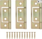 Lashow 6 Pack Bifold Door Hinge Non-Mortise Bi-fold Door Hinges Surface Mounted Hinges for Closet Bifold Doors，3 Inch & Brushed Brass