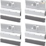 Lashow 4 Pcs Frameless Shower Door Top Bracket Roller Assembly, 3/4" Ball Bearing Wheel, Adjustable Aluminum with Glazing Vinyl for Safe & Stable Glass Fit