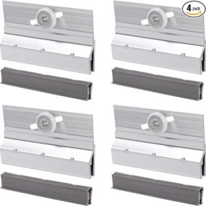 Lashow 4 Pcs Frameless Shower Door Top Bracket Roller Assembly, 3/4" Ball Bearing Wheel, Adjustable Aluminum with Glazing Vinyl for Safe & Stable Glass Fit