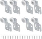 Lashow 4 Pair Sliding Closet Door Roller Kit - Top Hung Door Replacement Hardware with 7/8 Inch Convex Wheels, Stamped Steel, 1/4" & 1/2" Offset Brackets