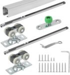 Lashow 72 Inch Porcket Door Hardware Kits with Soft Close & Soft Open, Sliding Pocket Door Hardware with 6ft Aluminum Track for New Building, No Door Included