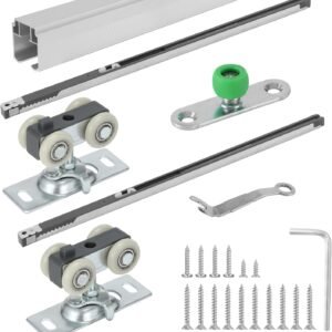 Lashow 72 Inch Porcket Door Hardware Kits with Soft Close & Soft Open, Sliding Pocket Door Hardware with 6ft Aluminum Track for New Building, No Door Included