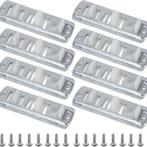 Lashow 8 Pcs Sliding Closet Door Floor Guide Bypass Door Bottom Guide Adjustable Floor Guide, Stamped Steel Sliding Closet Door Hardware Replacement, Fits 3/4" to 1-3/8" Doors