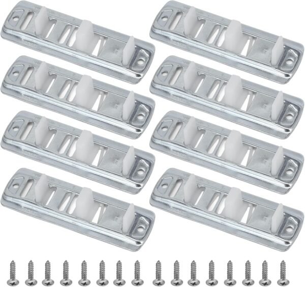 Lashow 8 Pcs Sliding Closet Door Floor Guide Bypass Door Bottom Guide Adjustable Floor Guide, Stamped Steel Sliding Closet Door Hardware Replacement, Fits 3/4" to 1-3/8" Doors