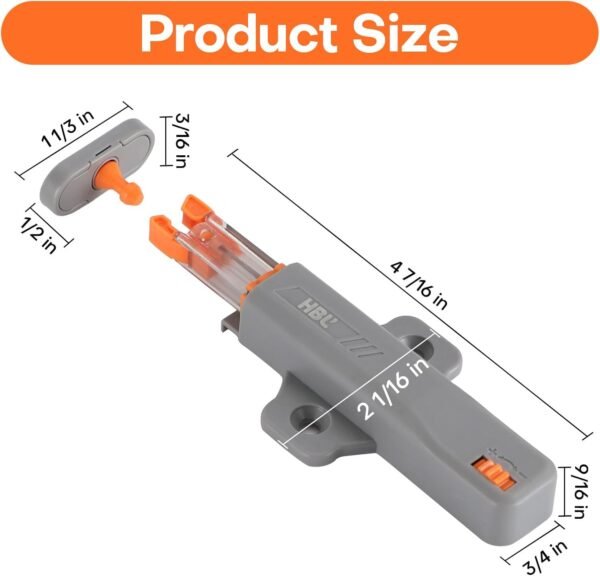 HBL' 2 Pack Push to Open Door Latch, Heavy Duty Non-Magnetic RV Hidden Door Catch, Push Latch for Cabinet Hardware