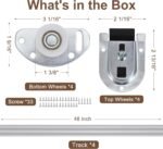 LASHOW Sliding Closet Door Hardware Kit with 48 inch Long Track– 4 Pack Bottom Rollers & 4 Pack Top Brackets, Ball Bearing Wheels, Smooth Glide for Closet & Wardrobe Doors, Easy Installation.