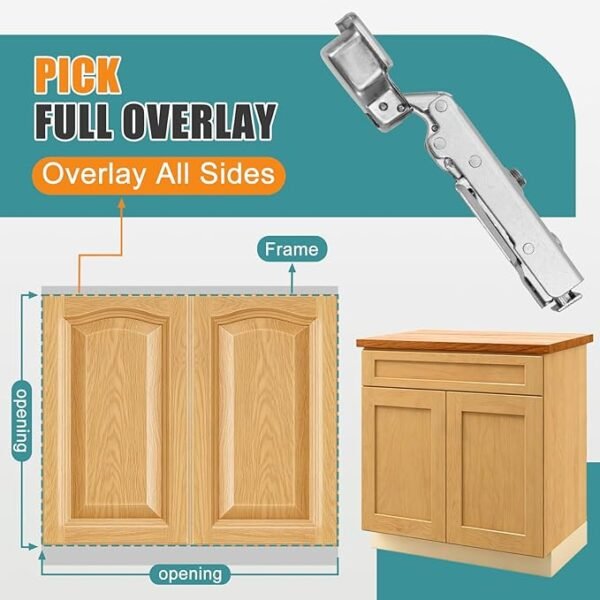 HBL' 4 Pack Soft Close Cabinet Hinges 110° Full Overlay European Concealed Kitchen Cabinet Hinge, Slow Close Frameless Kitchen Door Hinges, Adjustable Heavy-Duty Cabinet Hardware
