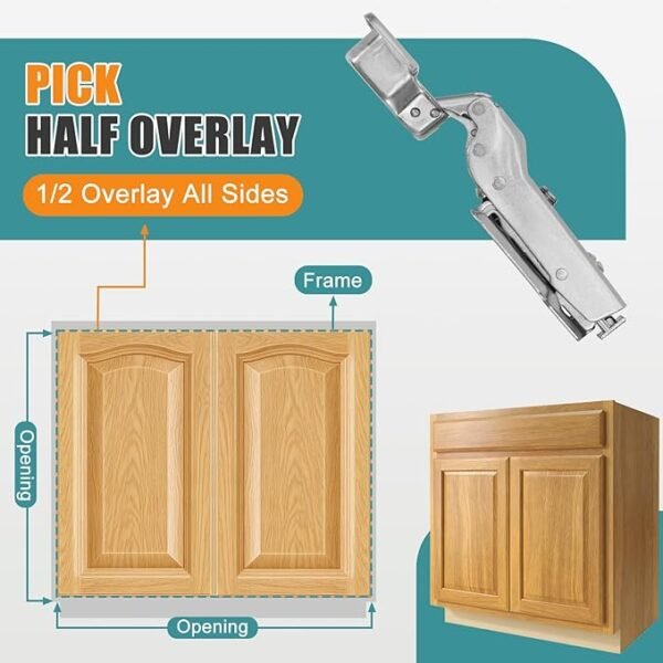 HBL' 4 Pack Soft Close Cabinet Hinges 110° Half Overlay European Concealed Kitchen Cabinet Hinge, Slow Close Frameless Kitchen Door Hinges, Adjustable Heavy-Duty Cabinet Hardware