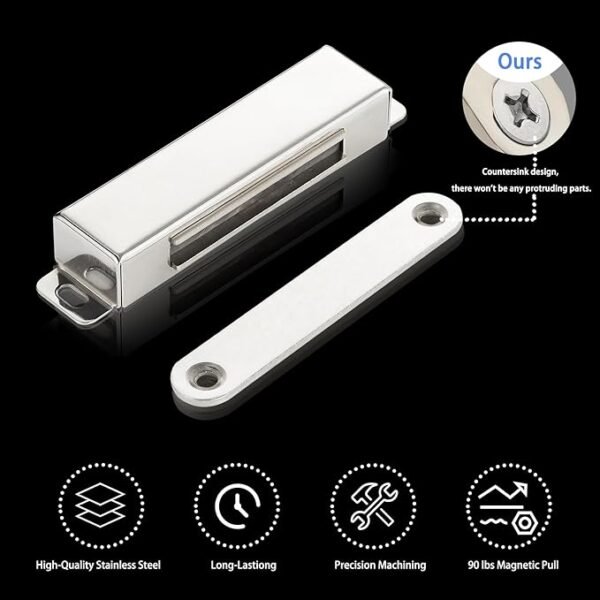 2 Pack | Magnetic Door Catch Heavy Duty - 60 Lbs Pull Force - Stainless Steel - Anti Rust - for Screen Door, Pantry Door, Barn Door and RV Doors.