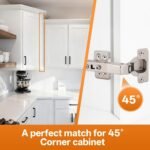HBL' 2 Pack 45° Corner Cabinet Hinge, 135° Corner Cabinet Hinge Replacement, European Concealed Kitchen Door Hinge for Frameless Cabinets, Soft Close and Heavy Duty Steel